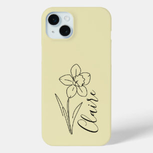 Funda Para iPhone 15 Mini Nombre personalizado Marzo daffodil Flor de nacimi