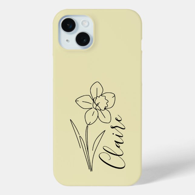 Funda De Case-Mate Para iPhone Nombre personalizado Marzo daffodil Flor de nacimi (Reverso )