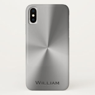 Funda Para iPhone X Nombre personalizado metal cepillado