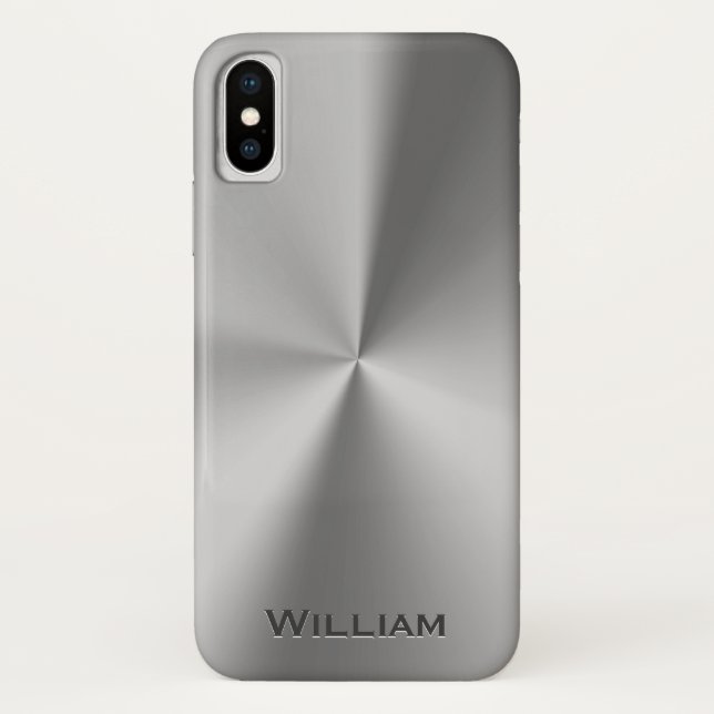 Funda De Case-Mate Para iPhone Nombre personalizado metal cepillado (Reverso)
