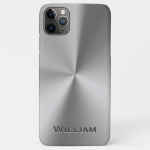 Funda Para iPhone 11 Pro Max Nombre personalizado metalizado cepillado