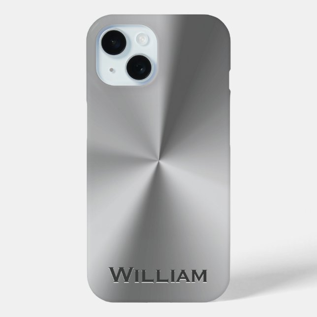 Funda De Case-Mate Para iPhone Nombre personalizado metalizado cepillado (Reverso )