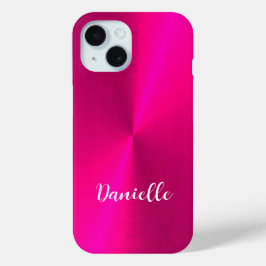 Funda Para iPhone 15 Nombre personalizado metalizado falso brillante ro