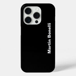 Funda Para iPhone 15 Pro Nombre personalizado Minimalista blanco negro mode