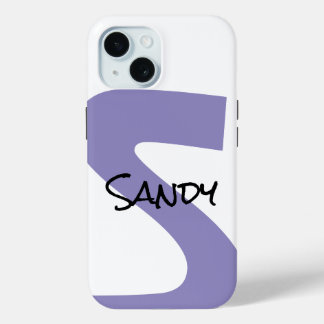 Funda Para iPhone 15 Nombre personalizado minimalista con letra morada