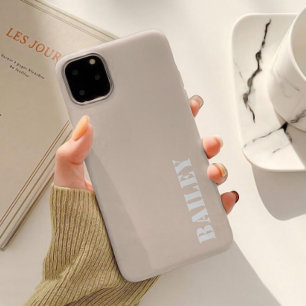 Funda Para iPhone 15 Nombre personalizado minimalista neutro beige