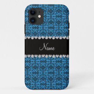 Funda Para iPhone 11 Nombre personalizado misty blue moroccan trellis