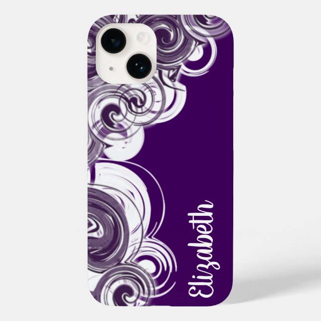 Funda De Case-Mate Para iPhone Nombre personalizado Modelo de espiral blanco Resu (Reverso )