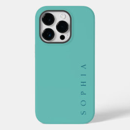 Funda Para iPhone 14 Pro De Case-Mate Nombre personalizado moderno azul y verde turquesa
