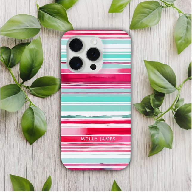 Funda De Case-Mate Para iPhone Nombre personalizado moderno de Cyan Magenta de la (Subido por el creador)