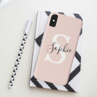 Nombre personalizado moderno Monograma Pastel rosa