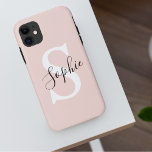 Funda Para iPhone 11 Nombre personalizado moderno Monograma Pastel rosa<br><div class="desc">Nombre personalizado moderno Monograma Pastel rosa</div>