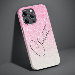 Funda Para iPhone 14 Pro Max De Case-Mate Nombre personalizado moderno rosa brillo chic feme