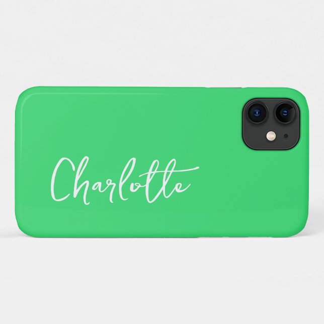 Funda De Case-Mate Para iPhone Nombre personalizado moderno verde (Reverso (horizontal))
