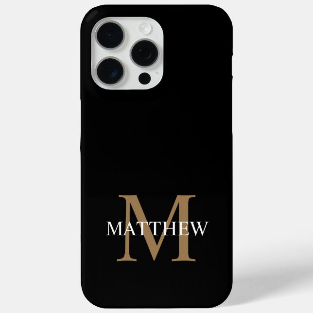 Funda De Case-Mate Para iPhone Nombre personalizado Monograma negro (Reverso )