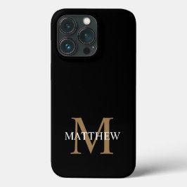 Funda Para iPhone 13 Pro Nombre personalizado Monograma negro