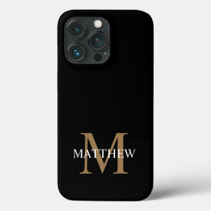 Funda Para iPhone 13 Pro Nombre personalizado Monograma negro