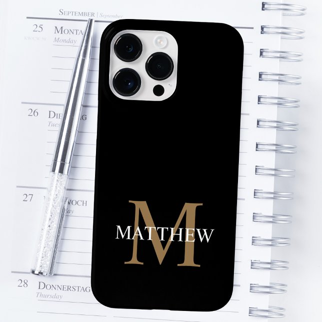 Funda De Case-Mate Para iPhone Nombre personalizado Monograma negro (Subido por el creador)