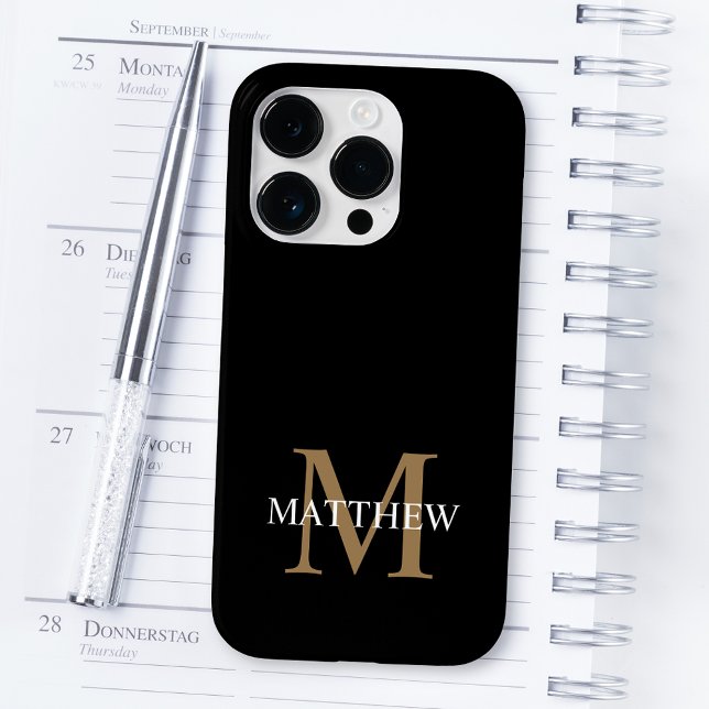 Funda De Case-Mate Para iPhone Nombre personalizado Monograma negro (Subido por el creador)