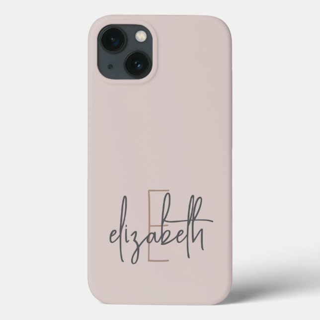 Funda De Case-Mate Para iPhone Nombre personalizado Monograma rosa (Reverso)