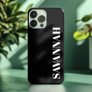 Funda Para iPhone 13 Pro Max Nombre personalizado negro simple 