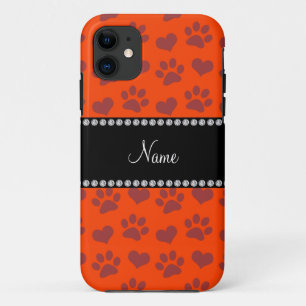 Funda Para iPhone 11 Nombre personalizado neón naranja corazones e huel