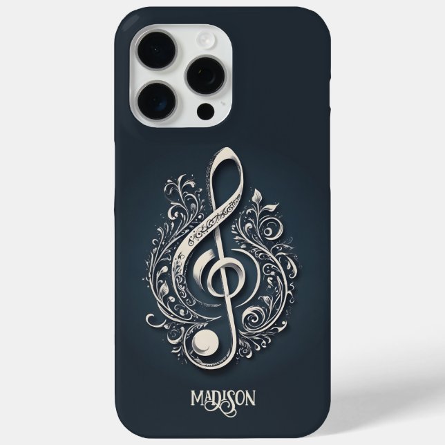 Funda De Case-Mate Para iPhone Nombre personalizado Nota de limpieza musical (Reverso )