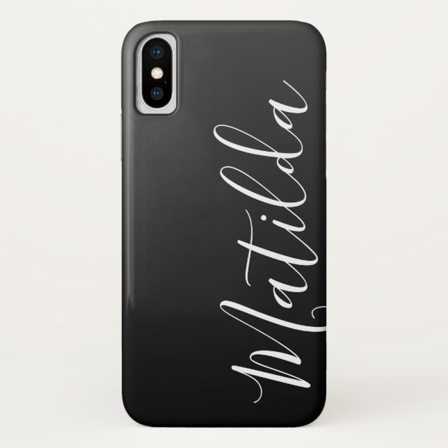 Funda De Case-Mate Para iPhone Nombre personalizado Ombre negro oscuro gris claro (Reverso)