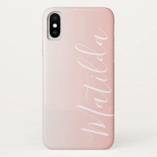 Funda Para iPhone X Nombre personalizado Ombre Peach Pink