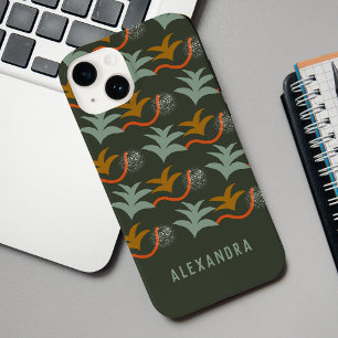 Funda Para iPhone 14 De Case-Mate Nombre personalizado oscuro verde abstracto patrón
