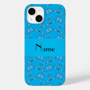 Funda Para iPhone 14 De Case-Mate Nombre personalizado patrón de hockey azul cielo