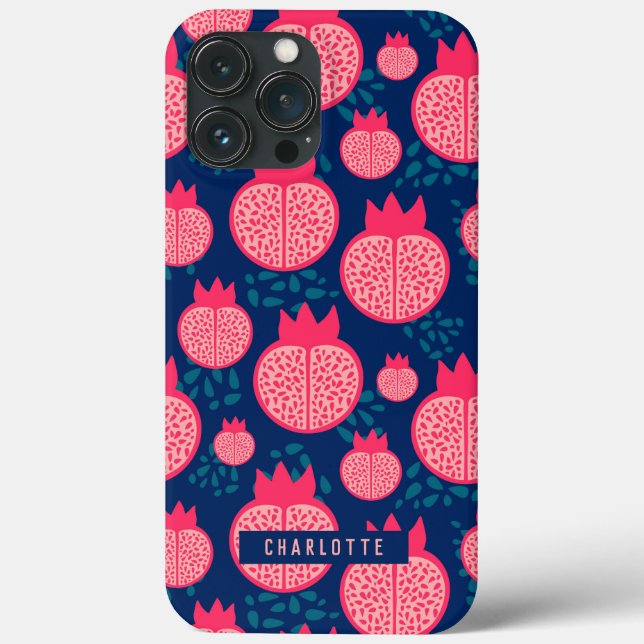 Funda De Case-Mate Para iPhone Nombre personalizado Patrón moderno granado Navy a (Reverso )