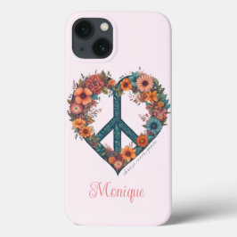 Funda Para iPhone 13 Nombre personalizado Paz de las flores silvestres