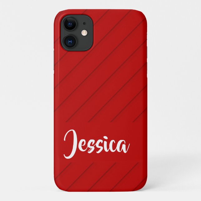 Funda De Case-Mate Para iPhone Nombre personalizado: plástico diagonal rojo textu (Reverso)