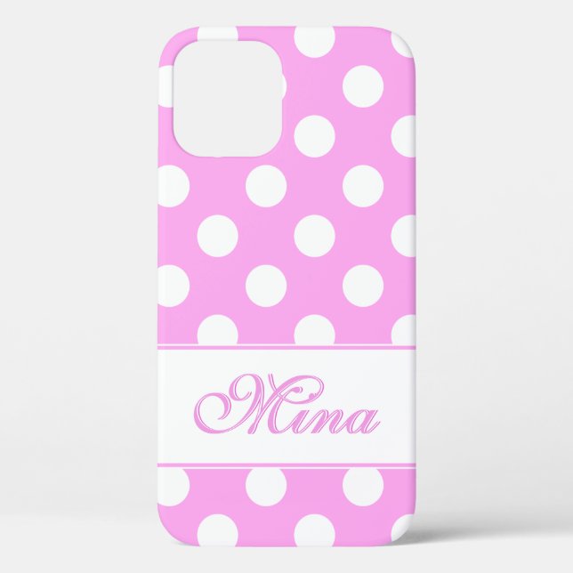 Funda De Case-Mate Para iPhone Nombre personalizado, puntos de polka súper cutos  (Reverso )