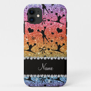 Funda Para iPhone 11 Nombre personalizado purpurina arcoiris brillante