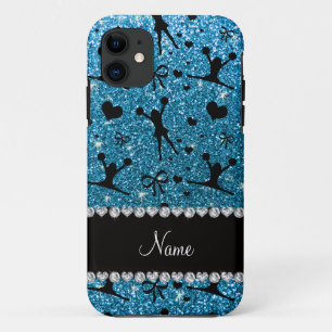 Funda Para iPhone 11 Nombre personalizado purpurina azul cielo animador