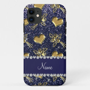 title_seo2 Nombre personalizado purpurina azul marino rosas d