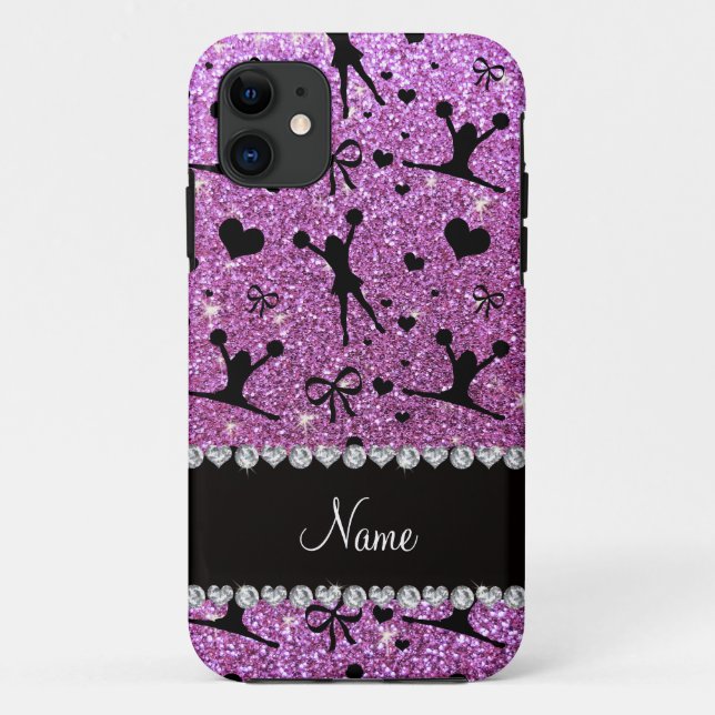 Funda De Case-Mate Para iPhone Nombre personalizado purpurina púrpura pastel anim (Reverso)