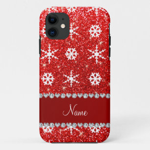 title_seo2 Nombre personalizado purpurina rojo copos de nieve