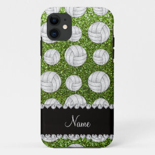 Funda Para iPhone 11 Nombre personalizado purpurina verde brillante vol