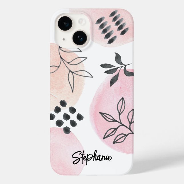 Funda De Case-Mate Para iPhone Nombre personalizado rosa floral moderno (Reverso )