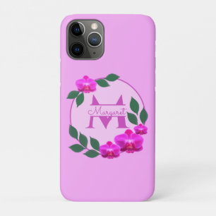 Funda Para iPhone 11 Pro Nombre personalizado rosa floral vintage inicial