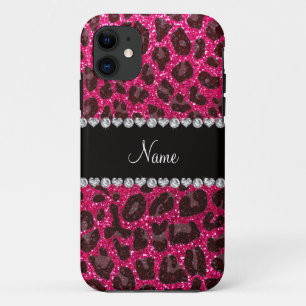 Funda Para iPhone 11 Nombre personalizado rosa purpurina rosa impresión
