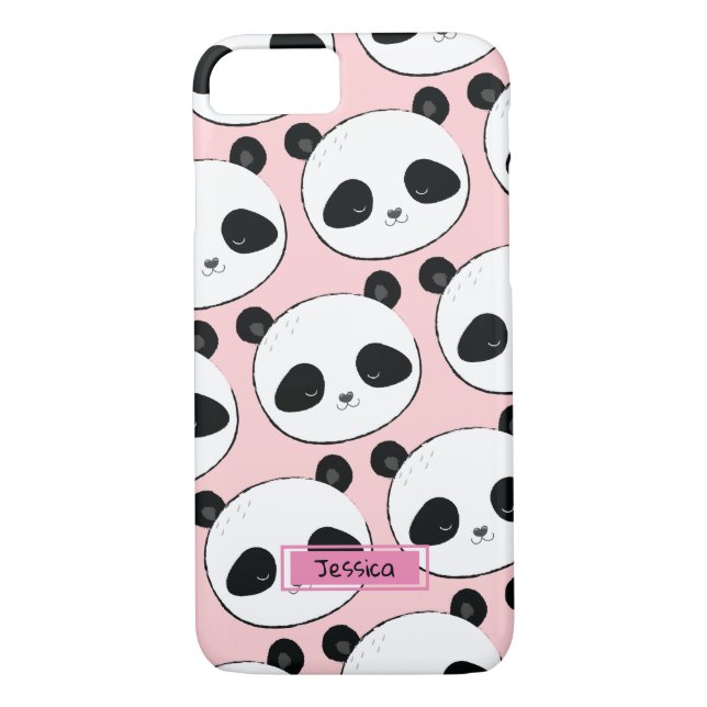 Funda De Case-Mate Para iPhone Nombre personalizado rosado del patrón Panda Face (Reverso)