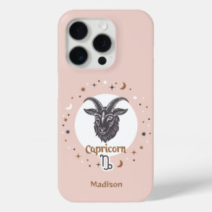 Funda Para iPhone 15 Pro Nombre personalizado Rótulo Zodiac Capricorn