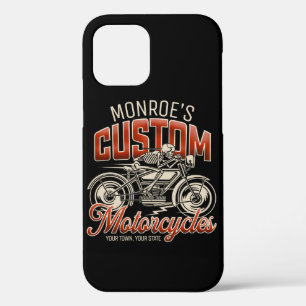 Funda Para iPhone 12 NOMBRE personalizado Skeleton Motorcycle Shop