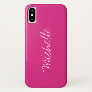 Funda Para iPhone X Nombre personalizado Sólido Magenta Rosa