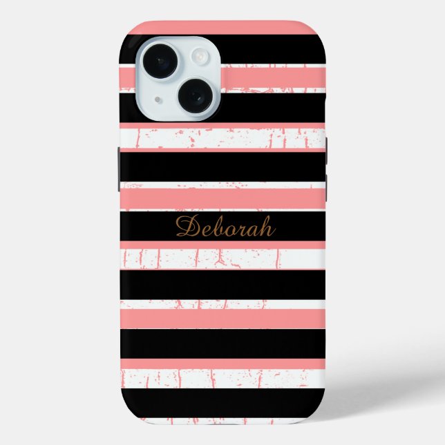 Funda De Case-Mate Para iPhone nombre personalizado . stripes (Reverso )
