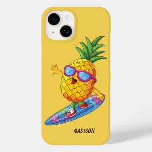 Funda Para iPhone 14 De Case-Mate Nombre personalizado Surfing Pineapple